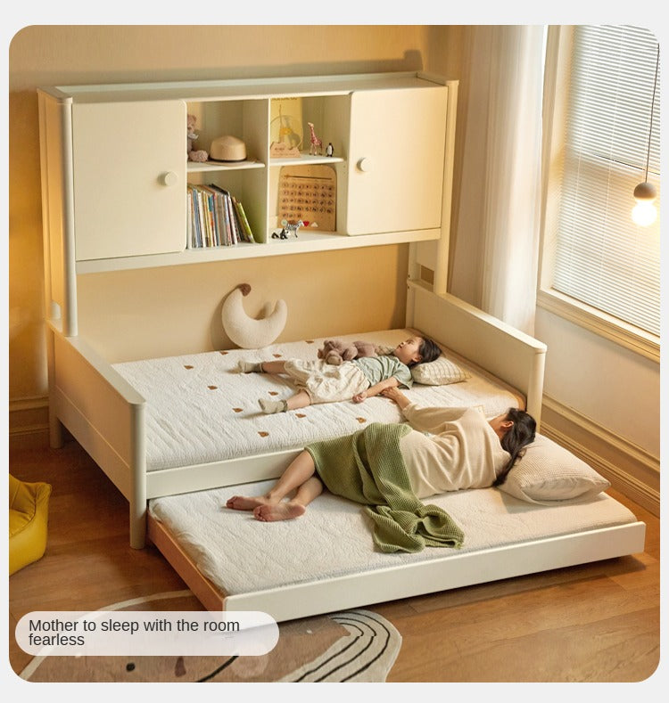 Solid Poplar Wood Kids Storage Bed - White Single Bed Frame with Underbed Drawers for Bedroom Organization & Space Saving