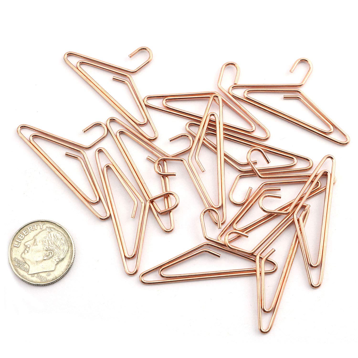 12PCS Rose Gold Hanger-Shaped Paper Clips - Metal Wire Bookmark Clips for Notes, Photos & Signs - Perfect for Home, Office & School Organization
