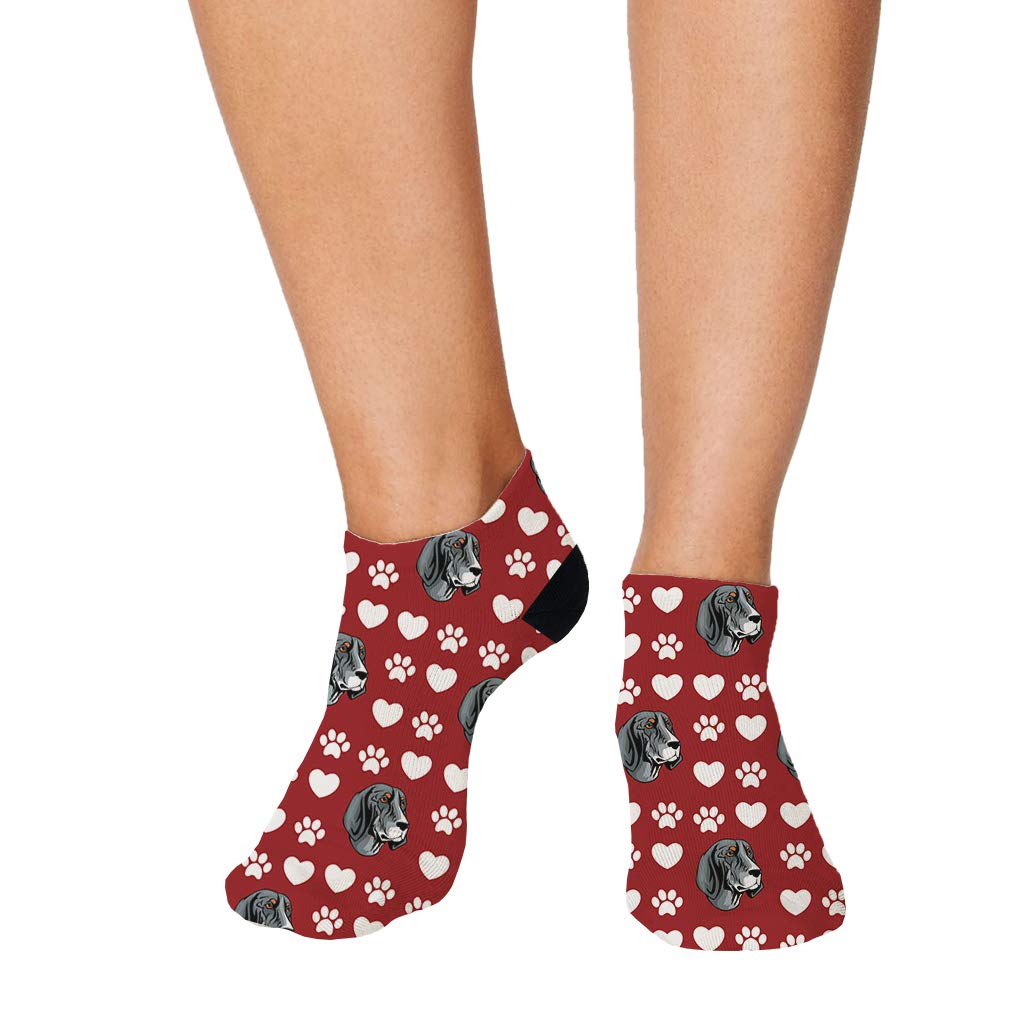 Speedy Pros No Show Socks - Bluetick Coonhound Dog Design Red Polyester Ankle Socks for Women & Men - Comfortable Breathable Crazy Fun Socks One Size Fits Most - Perfect for Casual Wear, Sports & Gifts