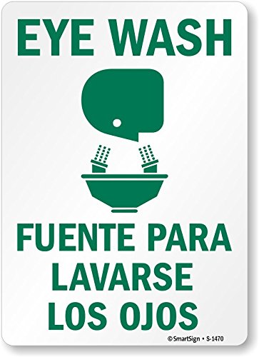 SmartSign Bilingual 'Eye Wash' Safety Sign | 7x10 Inch Durable Aluminum Sign for Emergency Eyewash Stations - Perfect for Laboratories, Factories & Workplaces