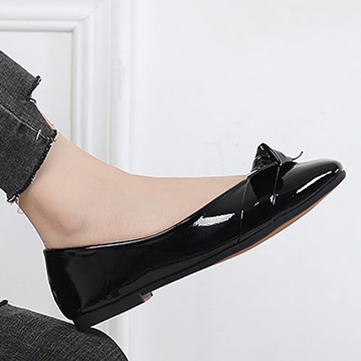 Elegant Women's Bow Knot Ballet Flats - Square Toe Slip-On Shoes for Casual Wear, Parties & Weddings | Comfortable & Stylish for Daily Outfits, Office & Special Occasions