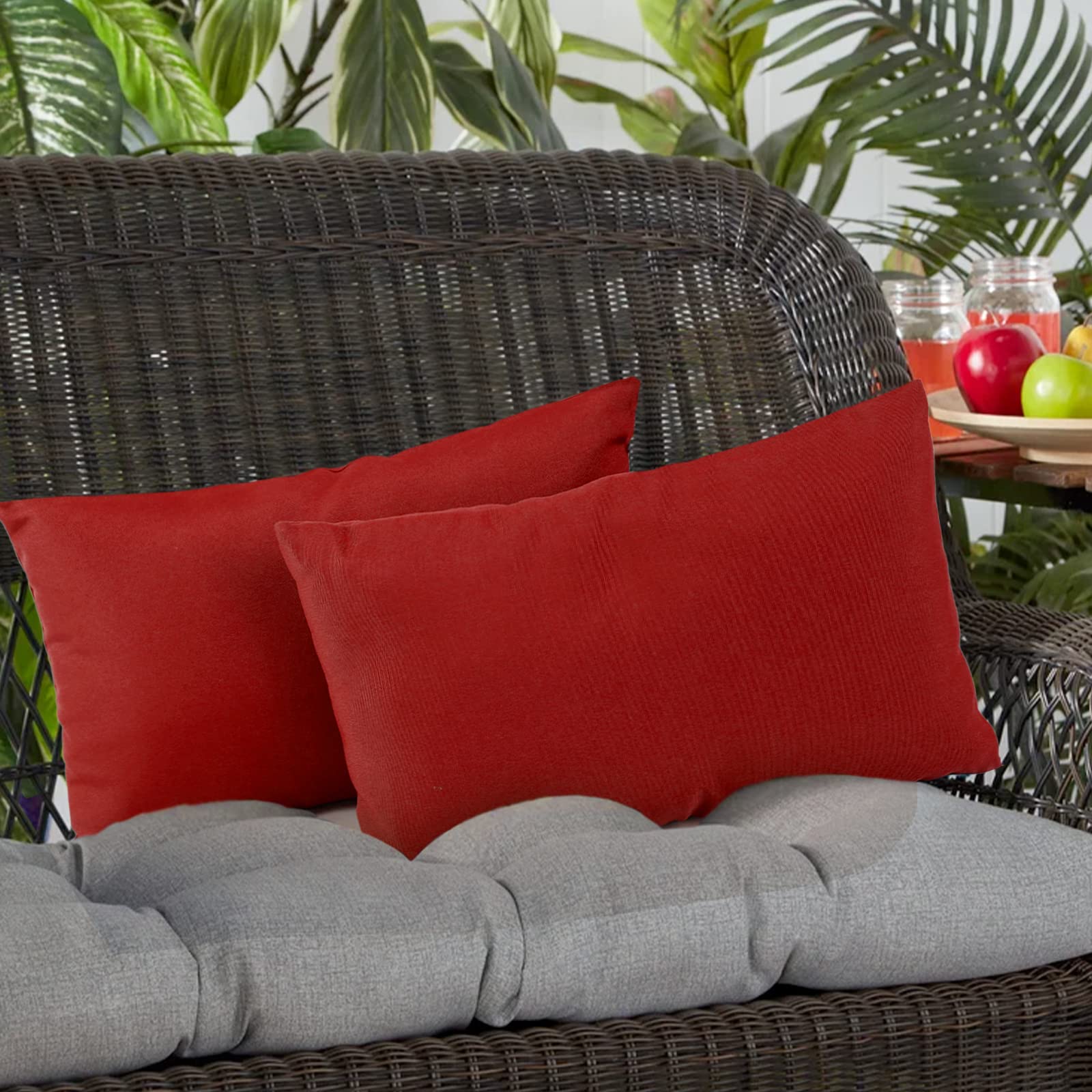 Waterproof Outdoor Lumbar Pillows Set of 2 (12x20 inch) with Inserts - Durable Patio Cushions for Garden, Poolside & Deck Furniture - Perfect for Outdoor Living Spaces & Backyard Decor