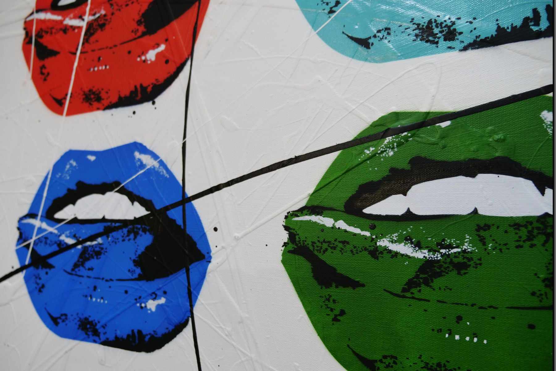Hot Lips 160cm x 100cm Textured Urban Pop Art Canvas Painting - Modern Home Decor for Living Room, Bedroom & Office Wall Art