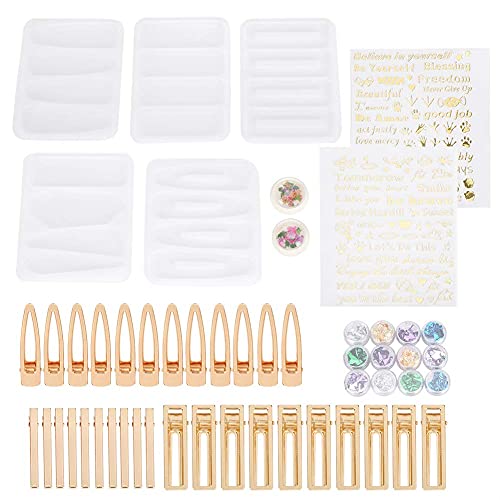 Set of 2 DIY Resin Hair Pin Silicone Molds - Soft, Durable & Shiny Smooth Mirror Finish for Handmade Hair Accessories - Perfect for Girls, Teens & Ladies Gifts (Crafting, Cosplay, Party Favors)