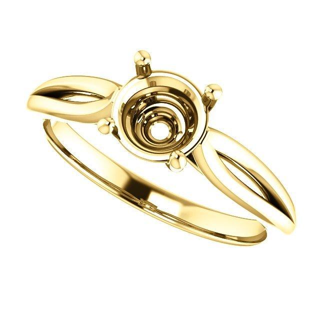 14KT Yellow Gold Cathedral Split Shank Solitaire Engagement Ring Setting - Fits Any Diamond Size & Shape - Perfect for Proposals, Weddings & Anniversaries