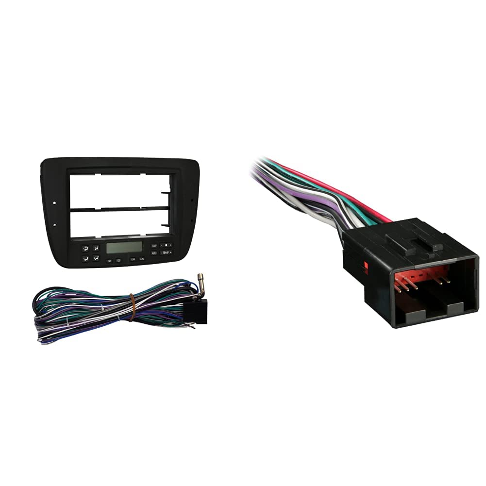Metra 99-5718 Single/Double DIN Dash Kit for 2000-2003 Ford Taurus - Black | Metra 70-1771 16-Pin Radio Wiring Harness for Ford/Lincoln/Mazda 1998-Up Vehicles | Perfect for Car Stereo Installation & Audio System Upgrades