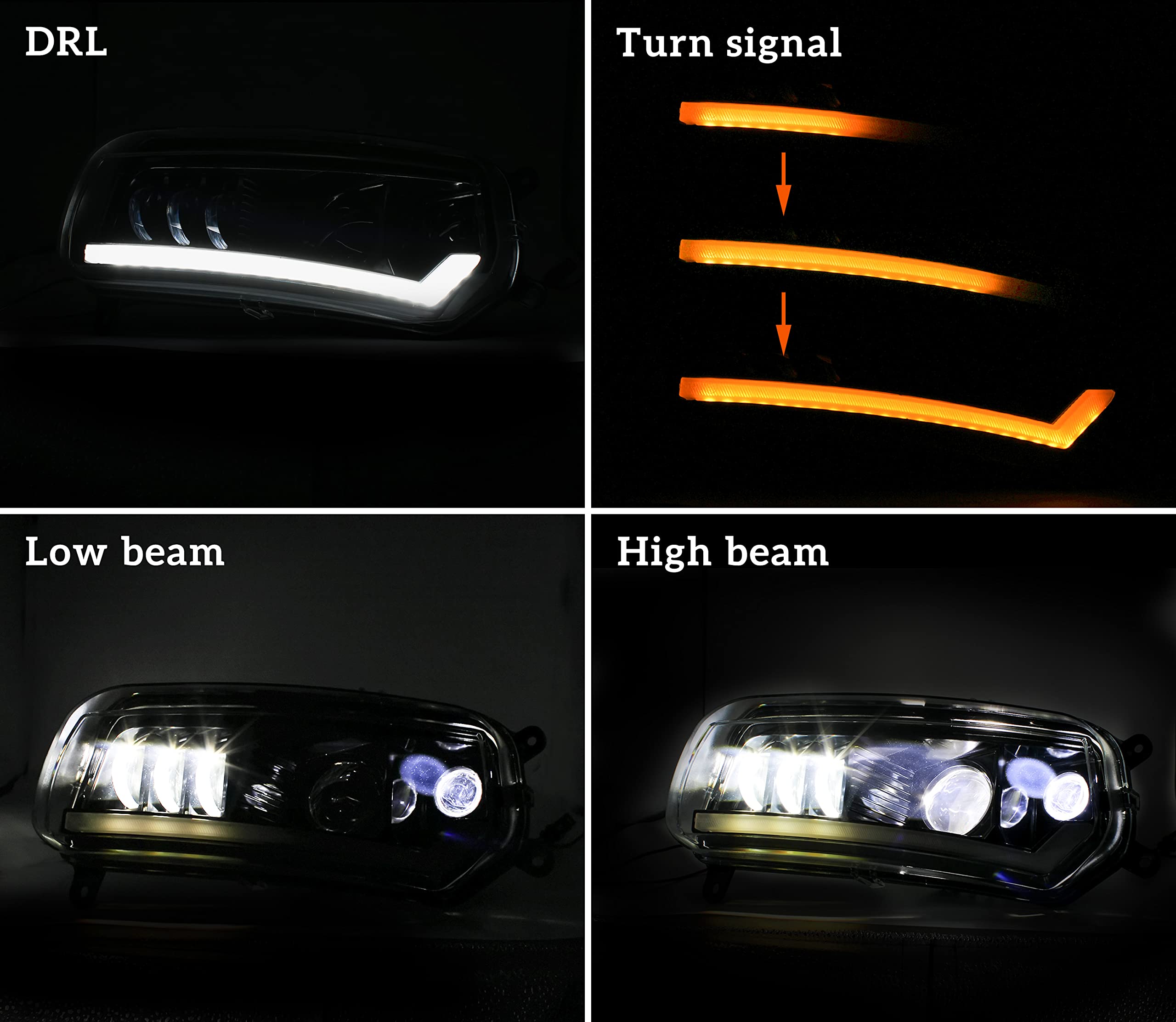 Can-Am Spyder F3 LED Headlight Assembly with DRL & Turn Signal Lights - High-Performance Replacement Headlamps for All F3 Models (2PCS) - Perfect for Night Riding & Enhanced Visibility