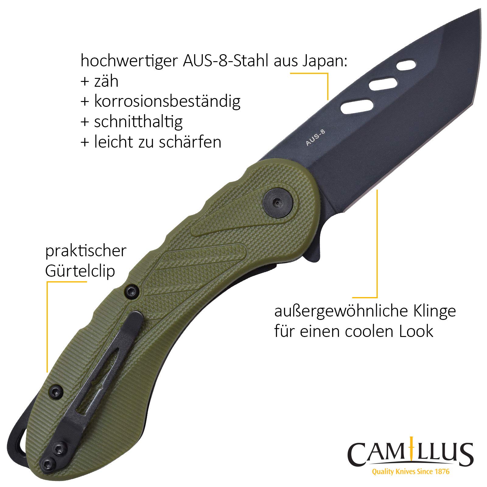 Camillus VERACIOUS 7 Inch Folding Pocket Knife with Green Handle - Perfect for Camping, Hiking, Hunting & Outdoor Survival Gear