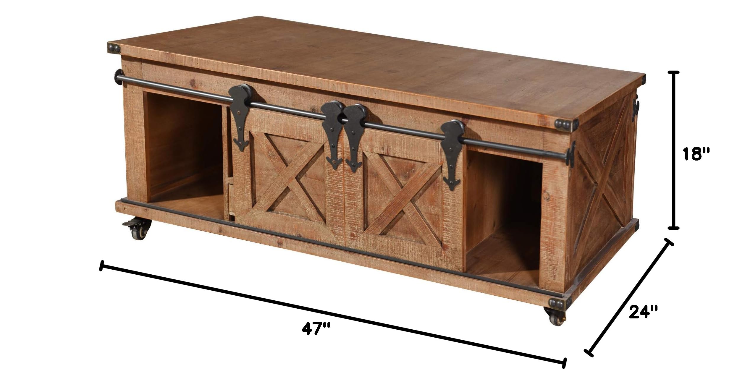 24 Inch 4-Door Coffee Table with Drawer - Modern Living Room Furniture for Small Spaces, Home Decor, and Apartment Essentials