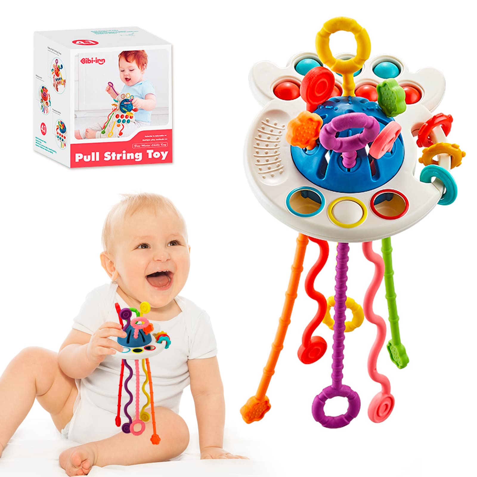 **Montessori Baby Toys 12-18 Months - Fine Motor Skills & Sensory Activity Toys for 1-3 Year Olds - Food-Grade Silicone Pull String Travel Toy Gift for Boys & Girls - Perfect for Home, Travel & Early Learning**