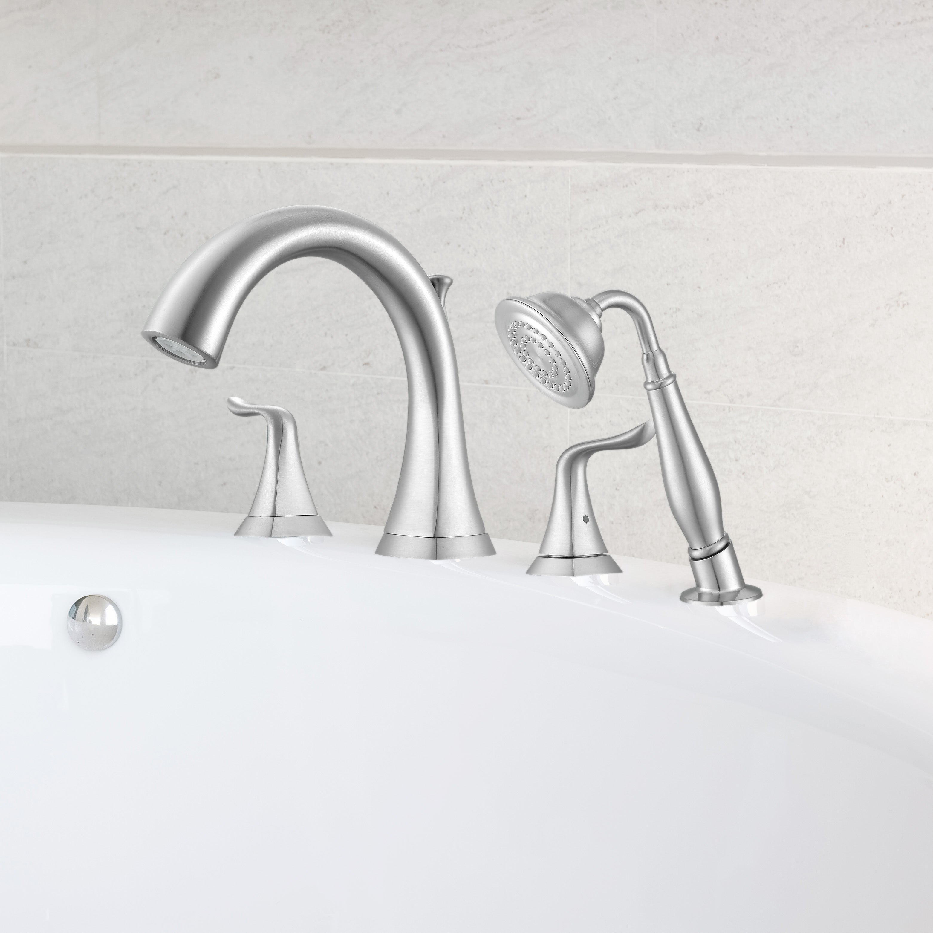 Scarlett Roman Tub Bathroom Faucet in Brushed Nickel Finish - High Arc Spout for Freestanding Bathtubs, Luxury Bathroom Fixture for Spa-Like Relaxation
