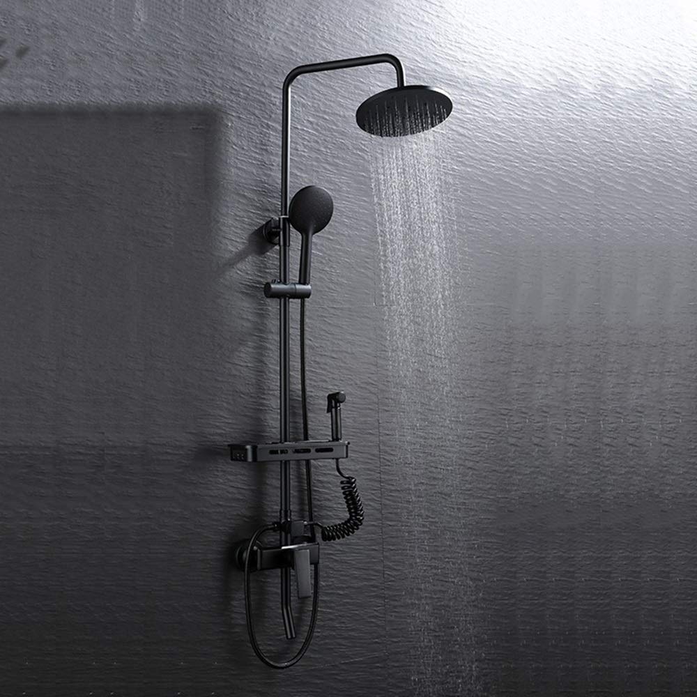 Premium Black Copper Shower Set - Hotel & Home Bathroom Upgrade with High-Pressure Shower Head - Durable Luxury Bath Fixtures for Spa-Like Experience