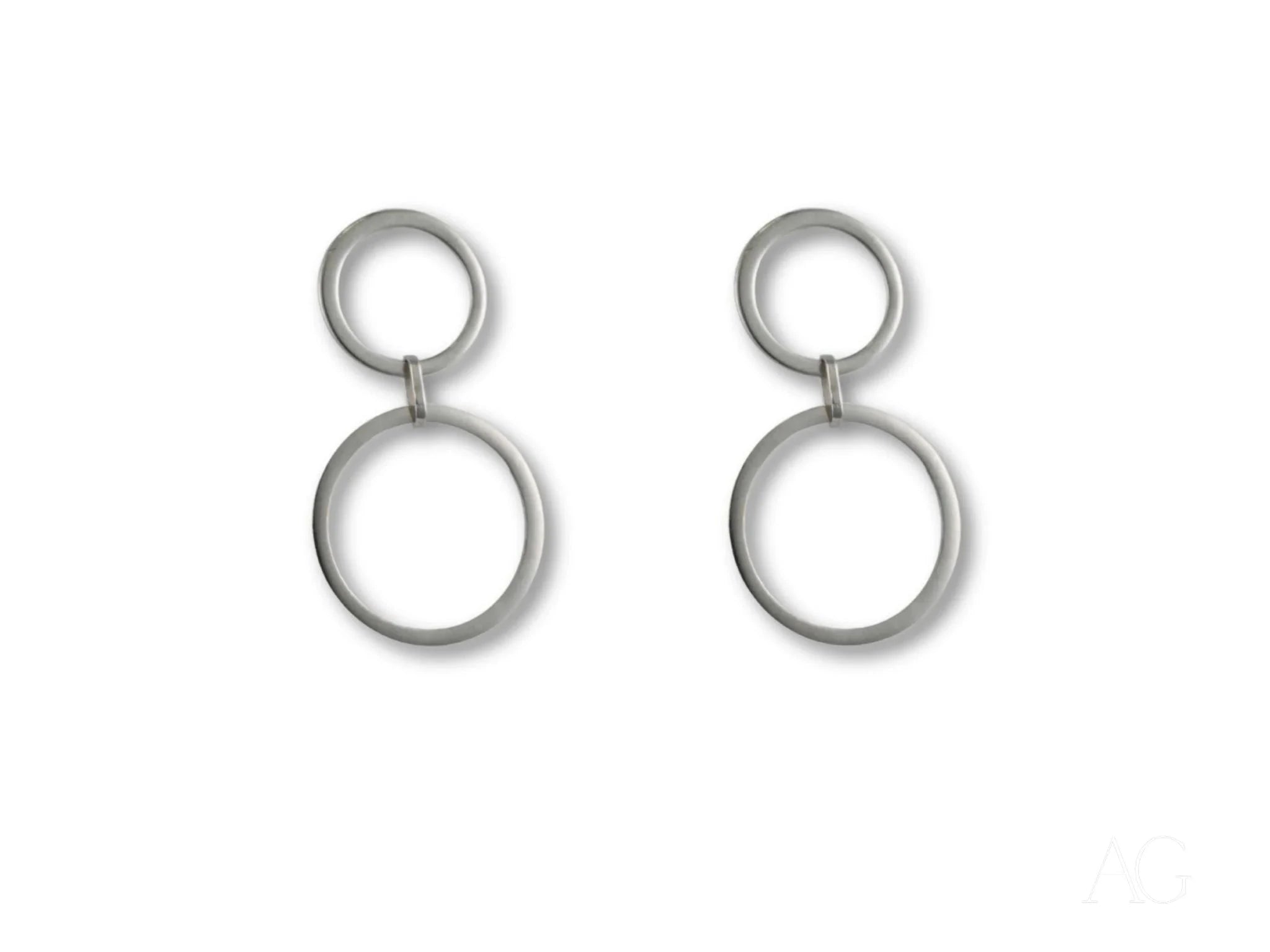 18K White Gold Dangle Earrings for Women - Elegant Circle Drop Earrings for Party, Wedding & Evening Wear - Hypoallergenic Luxury Jewelry Gift