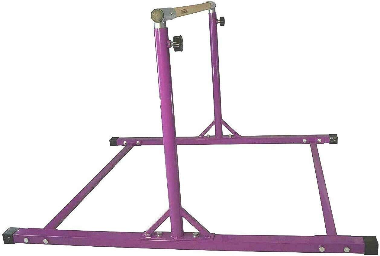Professional Adjustable Kip Bar Jungle Gym - 3 to 5 FT Height Expandable Horizontal Gymnastics Bar for Junior Training (Purple) - Perfect for Home Gyms, Backyard Play & Kids Fitness Development