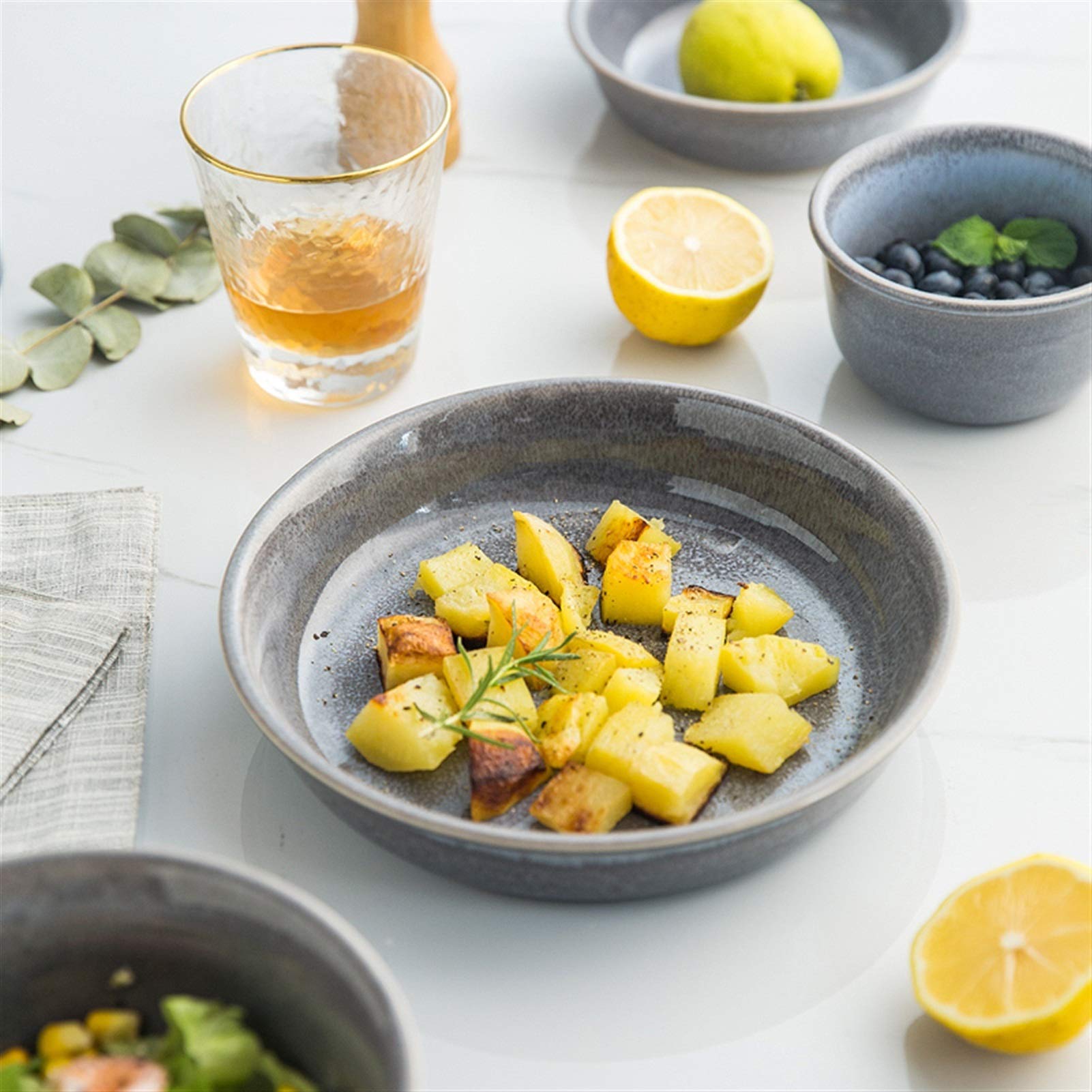 Nordic Ceramic Salad Bowls - Simple Pasta, Risotto & Soup Dishes - Milk Coffee Mug - Kitchen & Dining Essentials (Color: C) - Perfect for Salads, Pasta, Soup & Coffee Breaks
