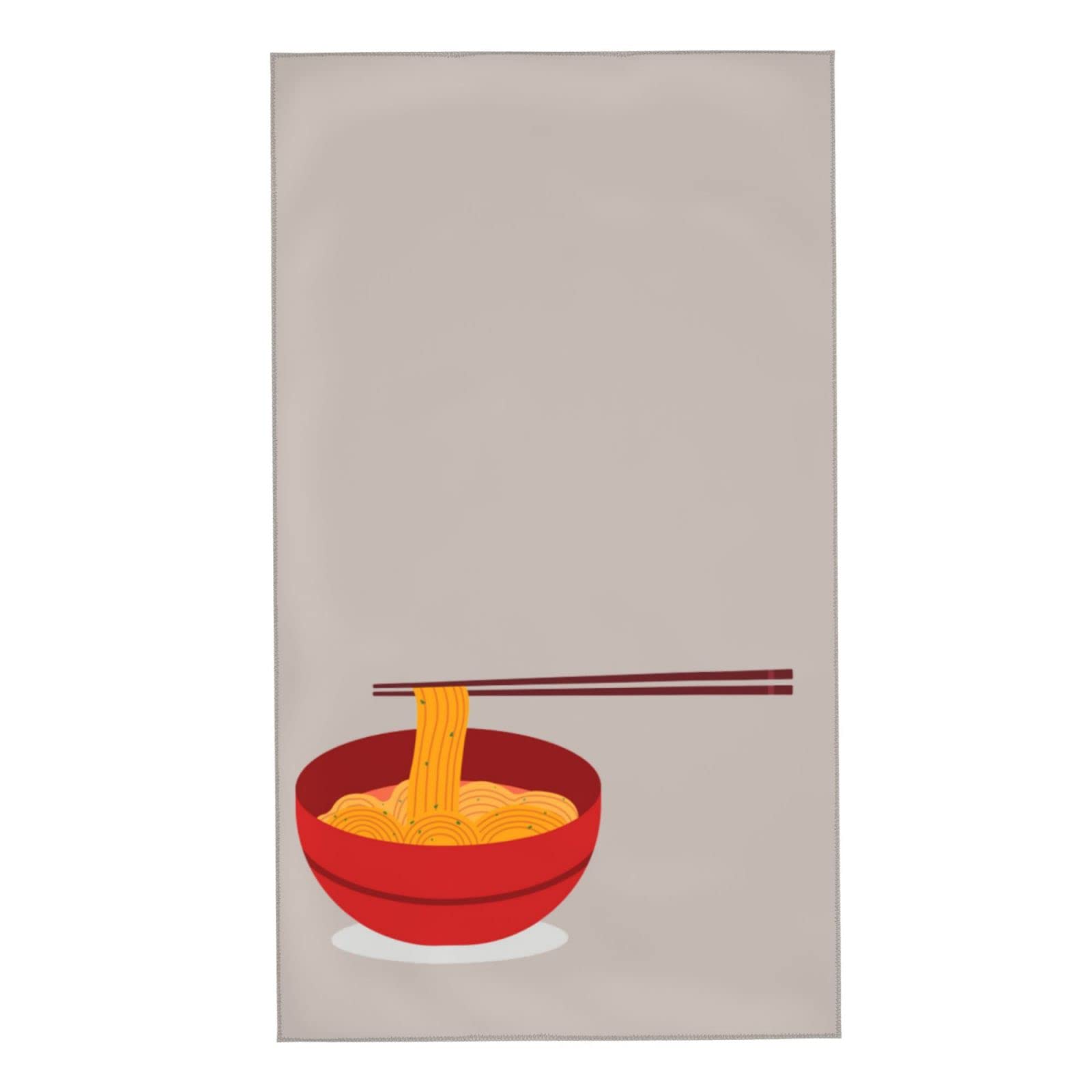 Premium 27.5x16 Inch Ramen Noodle Design Skin-Friendly Hand & Face Towel - Super Absorbent Microfiber Washcloth for Kitchen, Bathroom, Gym & Travel Accessories