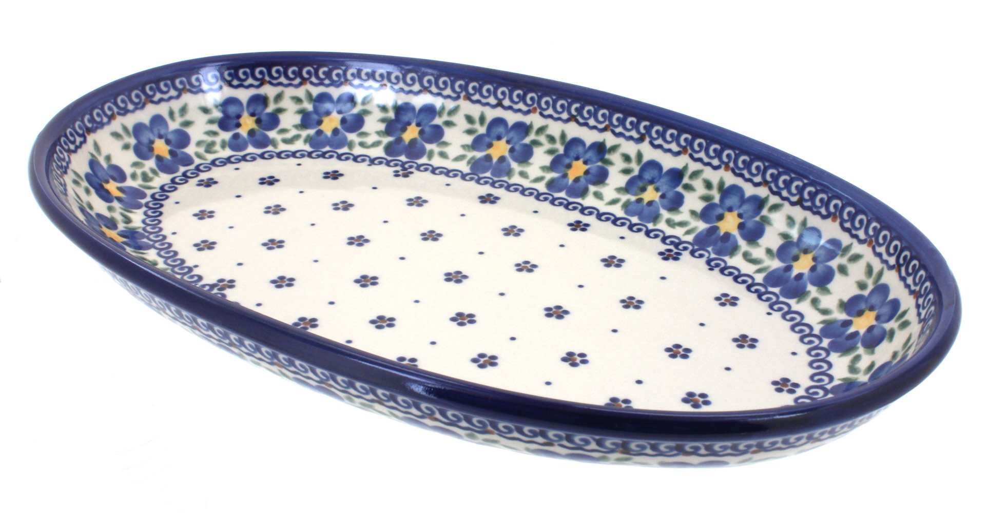 Blue Rose Polish Pottery Spring Blossom Oval Serving Platter - Elegant Tableware for Easter, Mother's Day & Spring Entertaining
