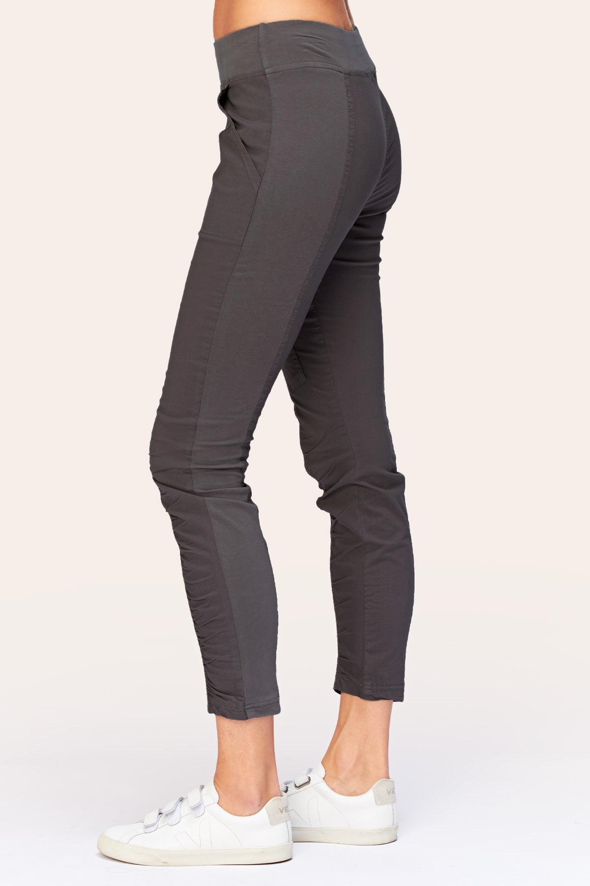 Malanda Women's High Waisted Stretch Charcoal Pants - Comfortable Slim Fit Trousers for Work, Office & Casual Wear