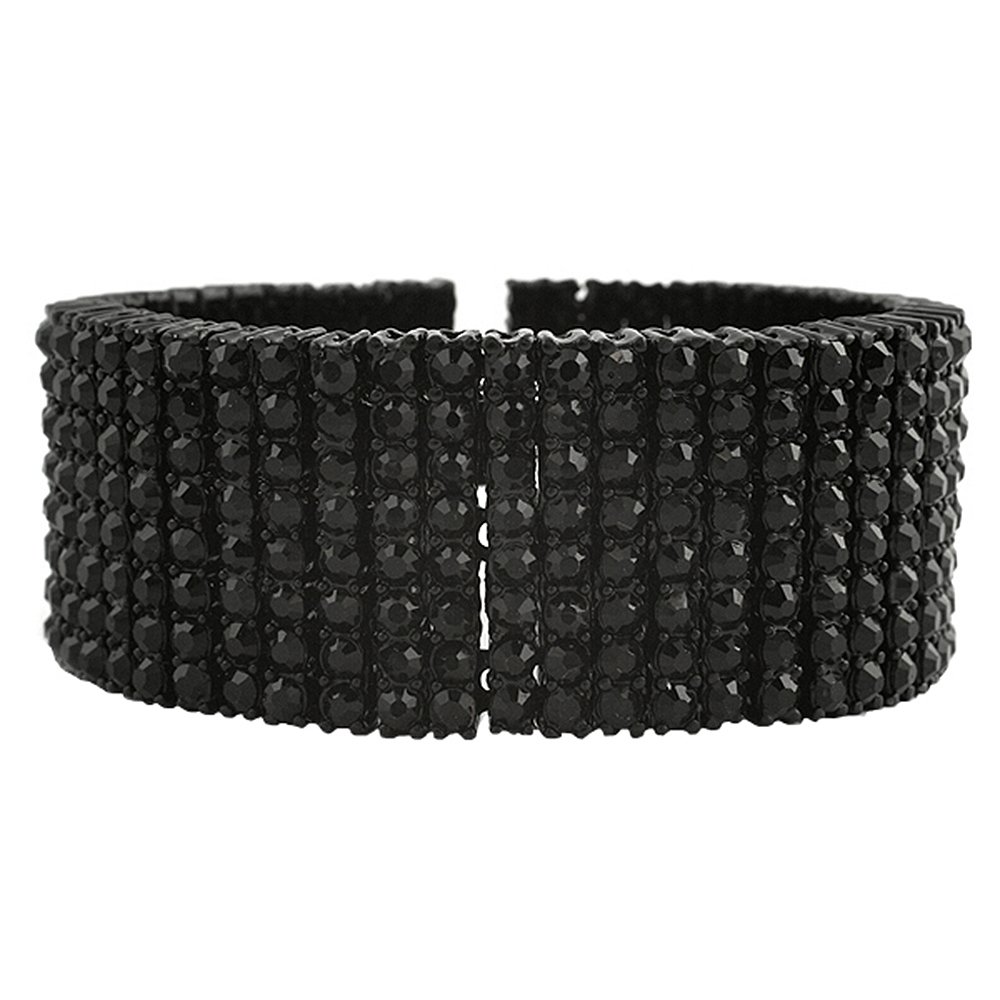 Men's 8 Row Black Hip Hop Bracelet Iced Out Cubic Zirconia - Perfect for Streetwear, Rap Concerts & Urban Fashion Accessories