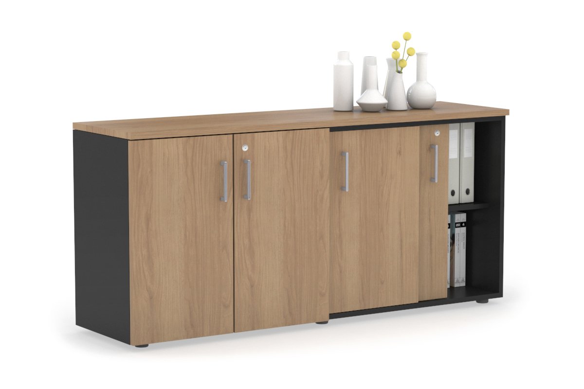 2 Door Sliding Credenza & Cupboard Unit - Modern Storage Cabinet for Home Office, Living Room, and Bedroom Organization