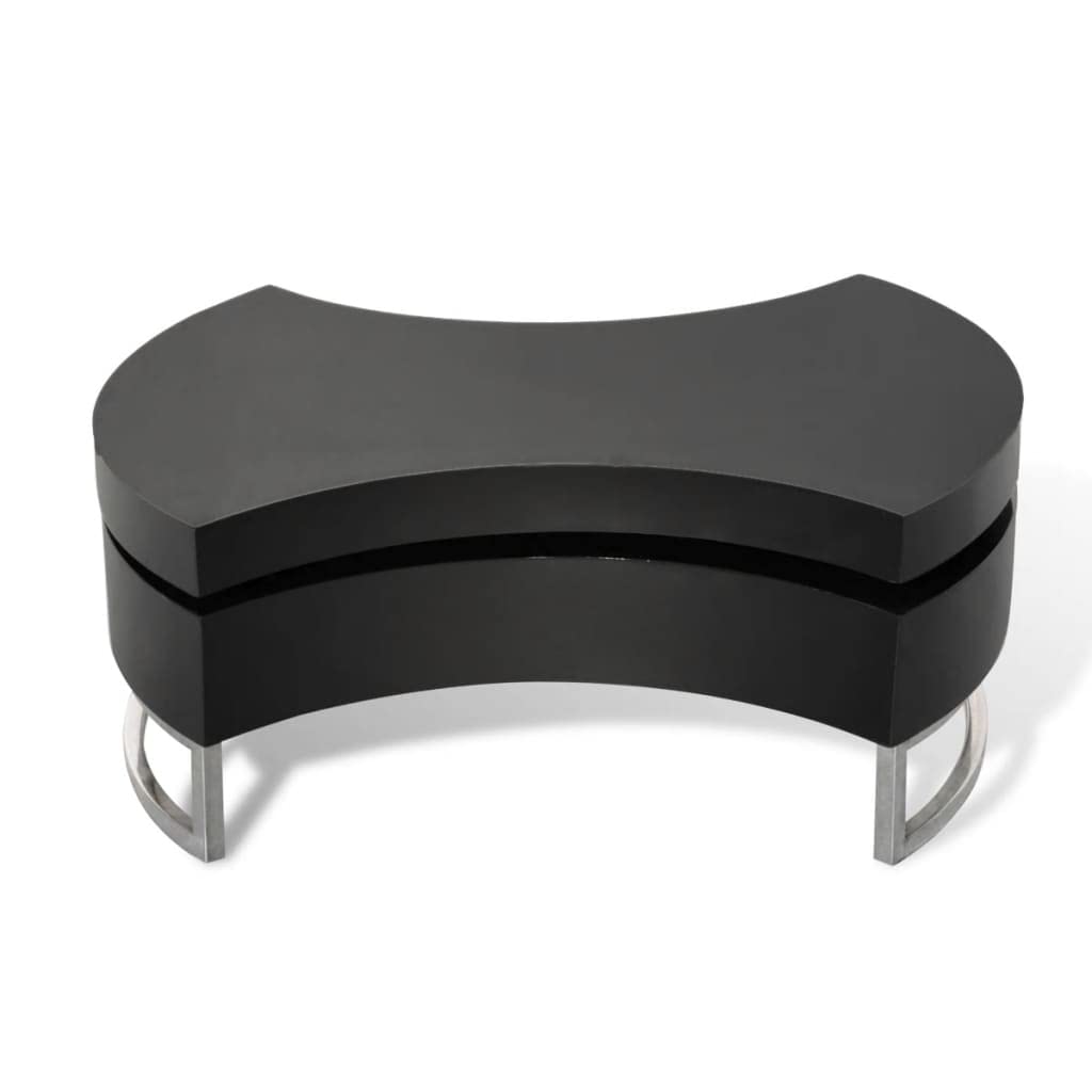 CHARMMA Adjustable Shape Coffee Table - High Gloss Black Finish | Modern Living Room Centerpiece for Small Spaces