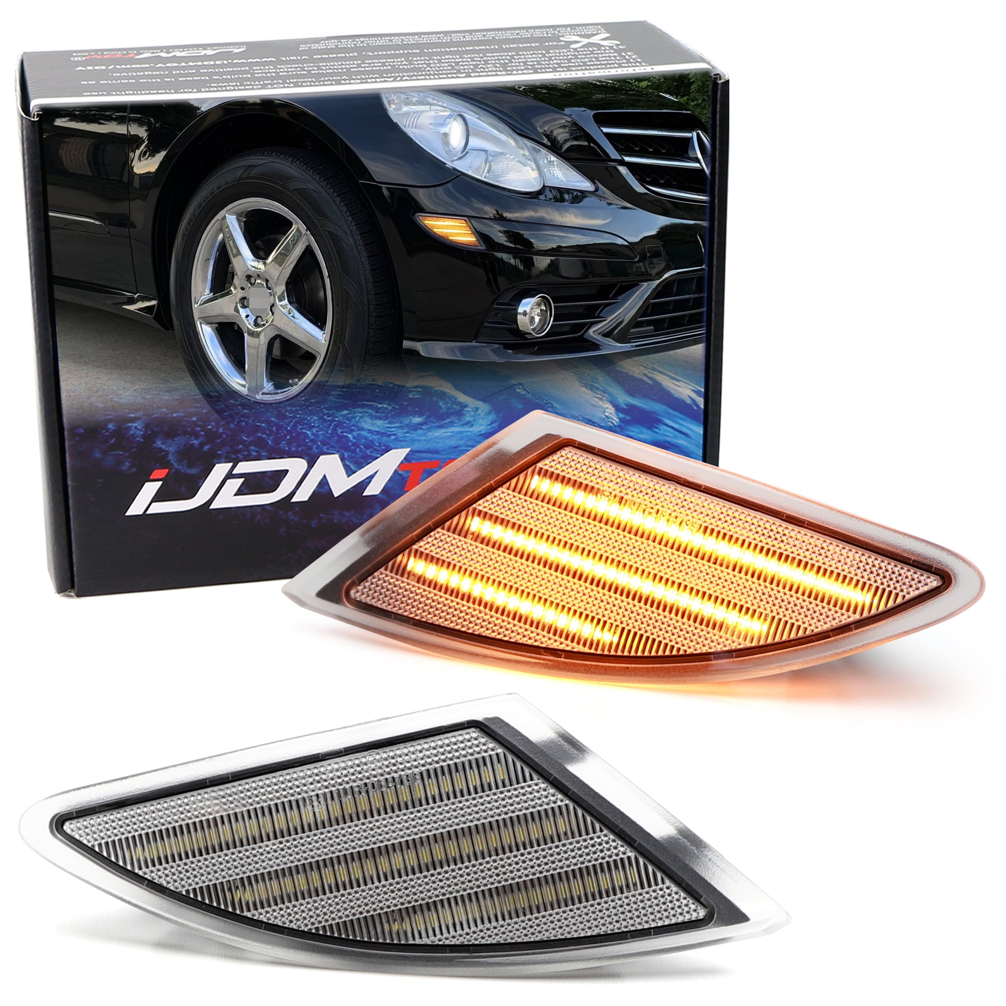 Amber LED Side Marker Lights for 2006-2010 Mercedes W251 R-Class - Clear Lens, Durable & Bright - Perfect for Night Driving & Enhanced Vehicle Visibility