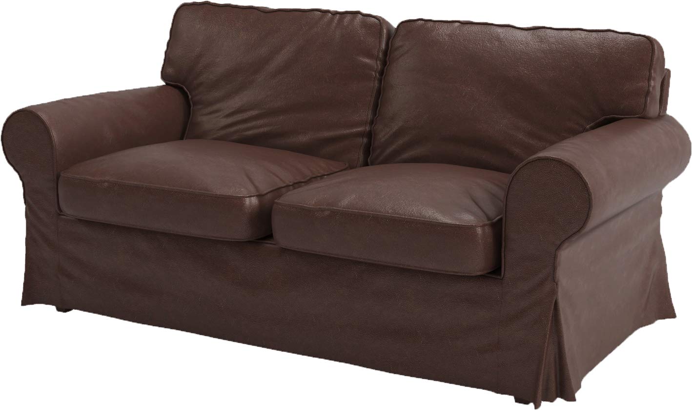 PU Leather Brown IKEA Ektorp Loveseat Sofa Cover Replacement - Compatible with Ektorp Loveseat | Durable & Easy to Clean Sofa Protector for Living Room, Office, Dorm