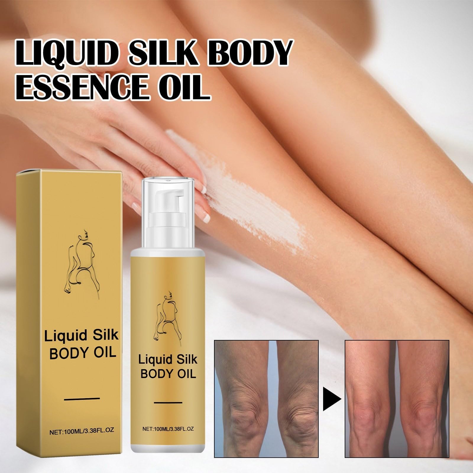 Premium Silk Body Essence Oil - Anti-Wrinkle & Firming Treatment for Dry Skin | Hydrating Body Lotion with Silk Extract for Smooth, Youthful Skin | Perfect for Nighttime Skincare & Spa Relaxation