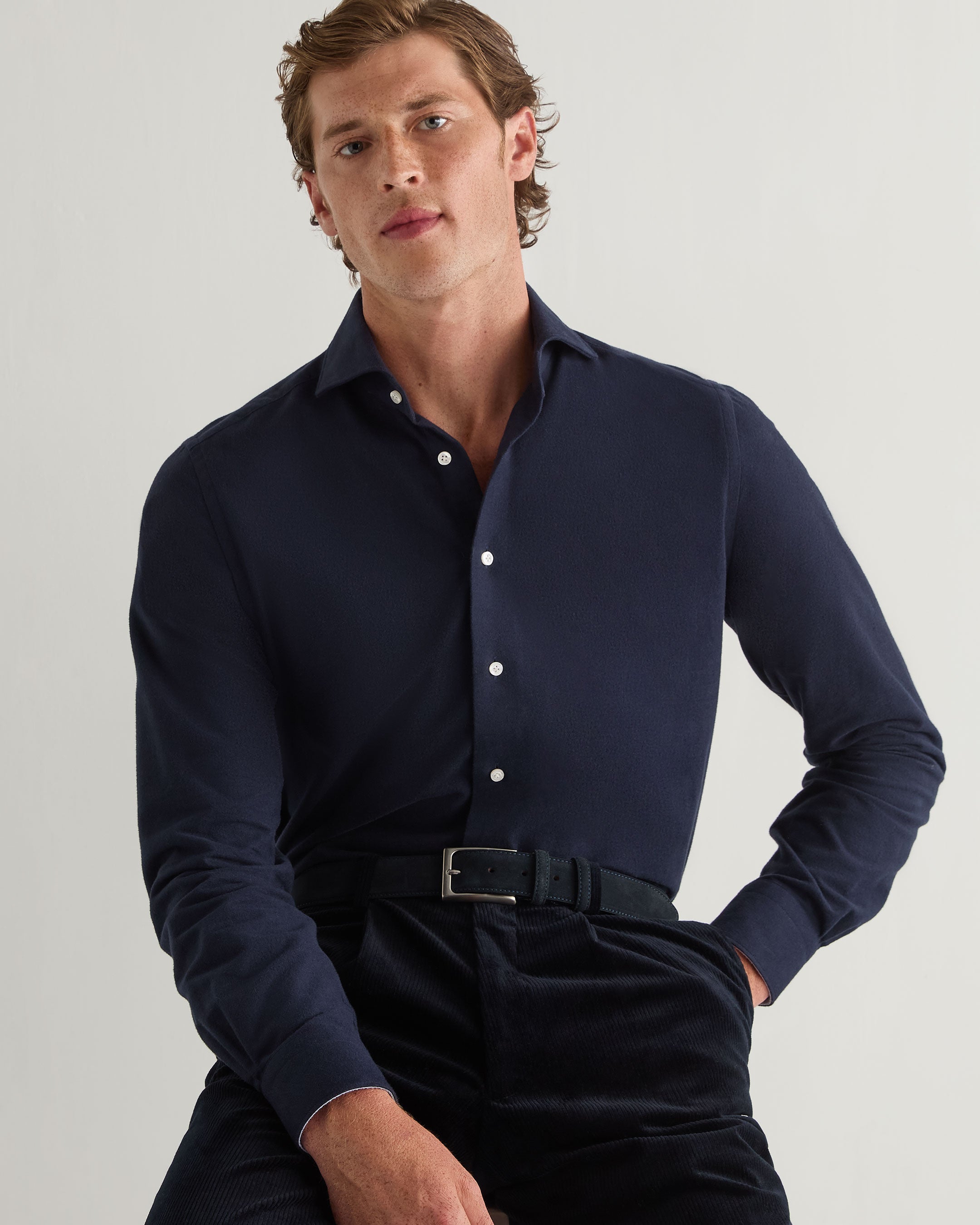 Men's Soft Flannel Shirt - Navy Blue Plaid Casual Button Down Shirt for Fall & Winter | Perfect for Outdoor Activities, Camping and Layering