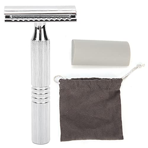 Professional Men's Manual Trimmer - Long Handle Double Edge Safety Razor, Alloy Retro Beard Groomer for Home & Barber Shop (Silver) | Gentle Skin Comfort, No Irritation | Perfect for Daily Shaving, Beard Trimming & Grooming