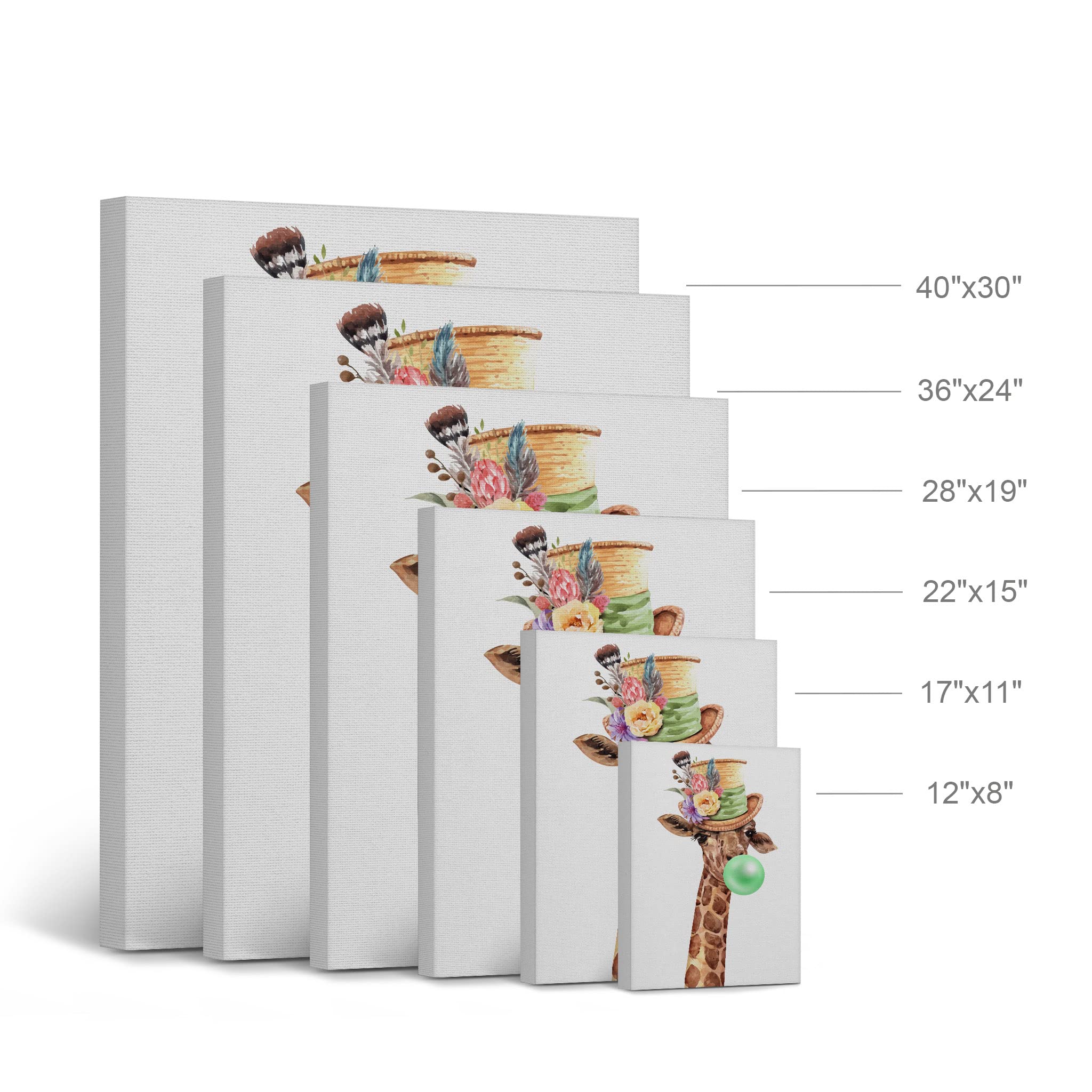 Giraffe with Hat Chewing Bubble Gum Canvas Wall Art Set - 3 Piece Animal Pop Art Prints for Living Room, Bedroom & Nursery Decor (17x11 inches) - Vibrant Kids Room Wall Decor, Unique Gift for Animal Lovers