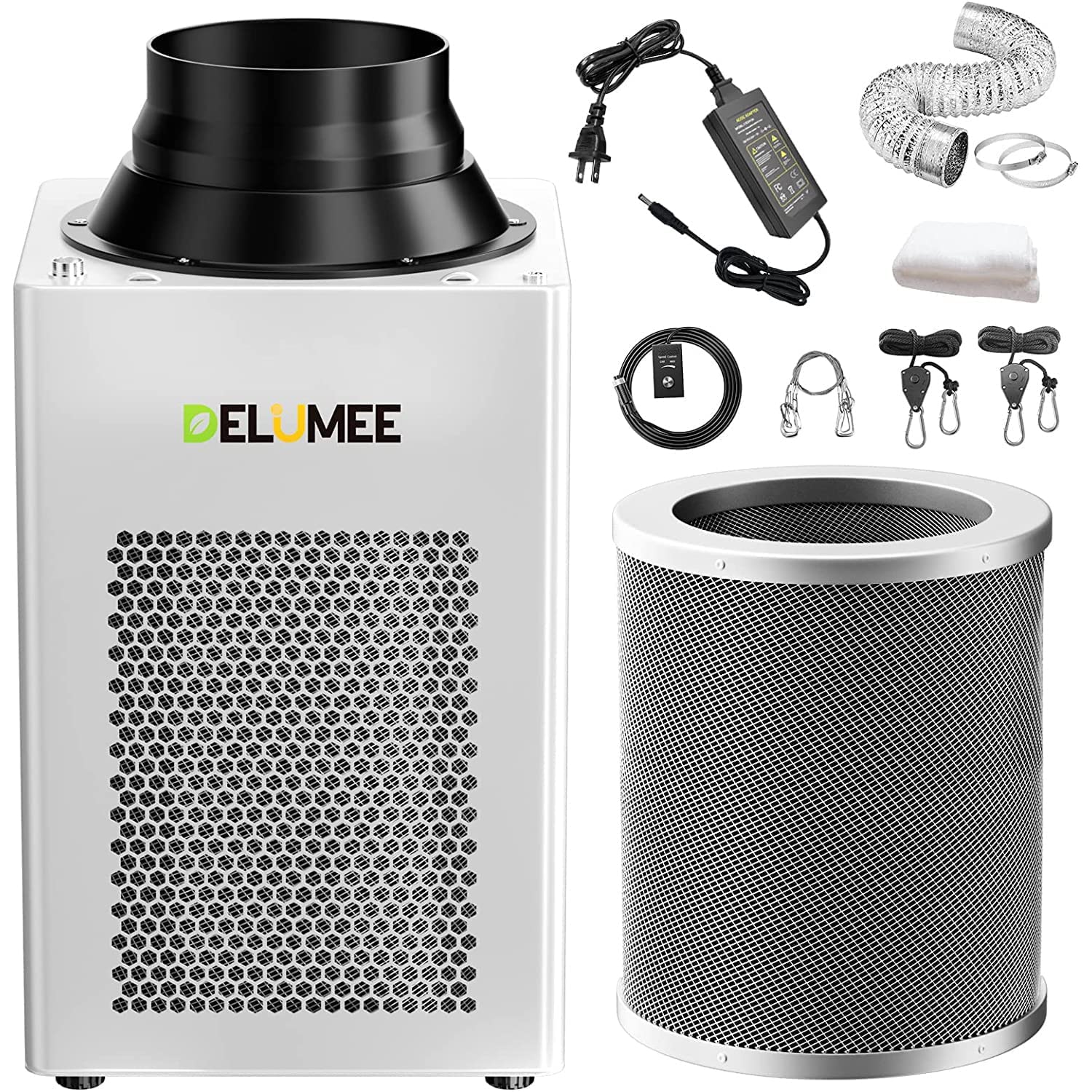 6 Inch 400CFM Grow Tent Inline Fan with Speed Controller - Super Quiet Compact Carbon Filter Ventilation System for Hydroponics & Indoor Gardening - Greenhouse Odor Control Exhaust Fan with Ducting - Easy to Install for Grow Rooms, Greenhouses & Home Ventilation