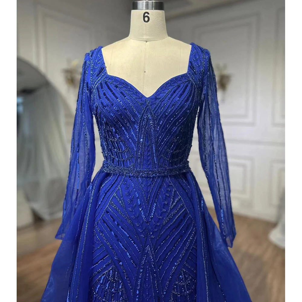 Serene Hill Muslim Royal Blue A-Line Sweetheart Beaded Luxury Dubai Evening Dress Gown for Women - Wedding, Party, Special Occasions 2025 LA72221 | Perfect for Formal Events, Bridal Showers & Evening Galas