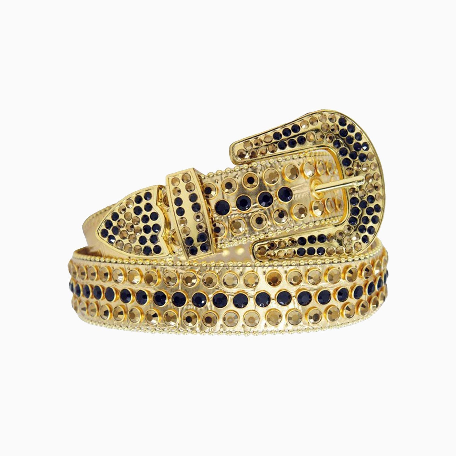 Luxury DNA Belt - Genuine Golden Alligator Leather with Black & Gold Stones - Perfect for Formal Events, Weddings & Upscale Fashion Accessories