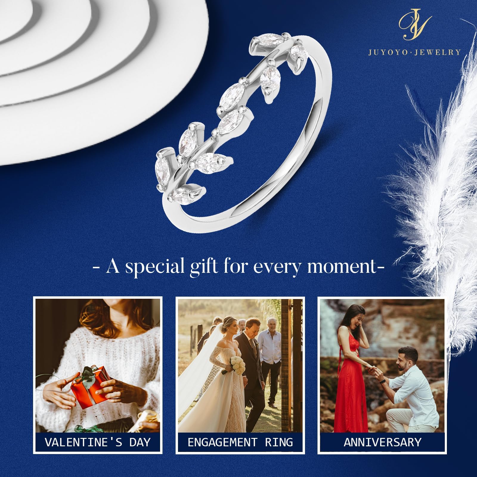925 Sterling Silver Moissanite Engagement Rings for Women - Marquise Cut Wedding Bands & Promise Rings (Size 3-10) | Perfect for Proposals, Anniversaries & Romantic Gifts