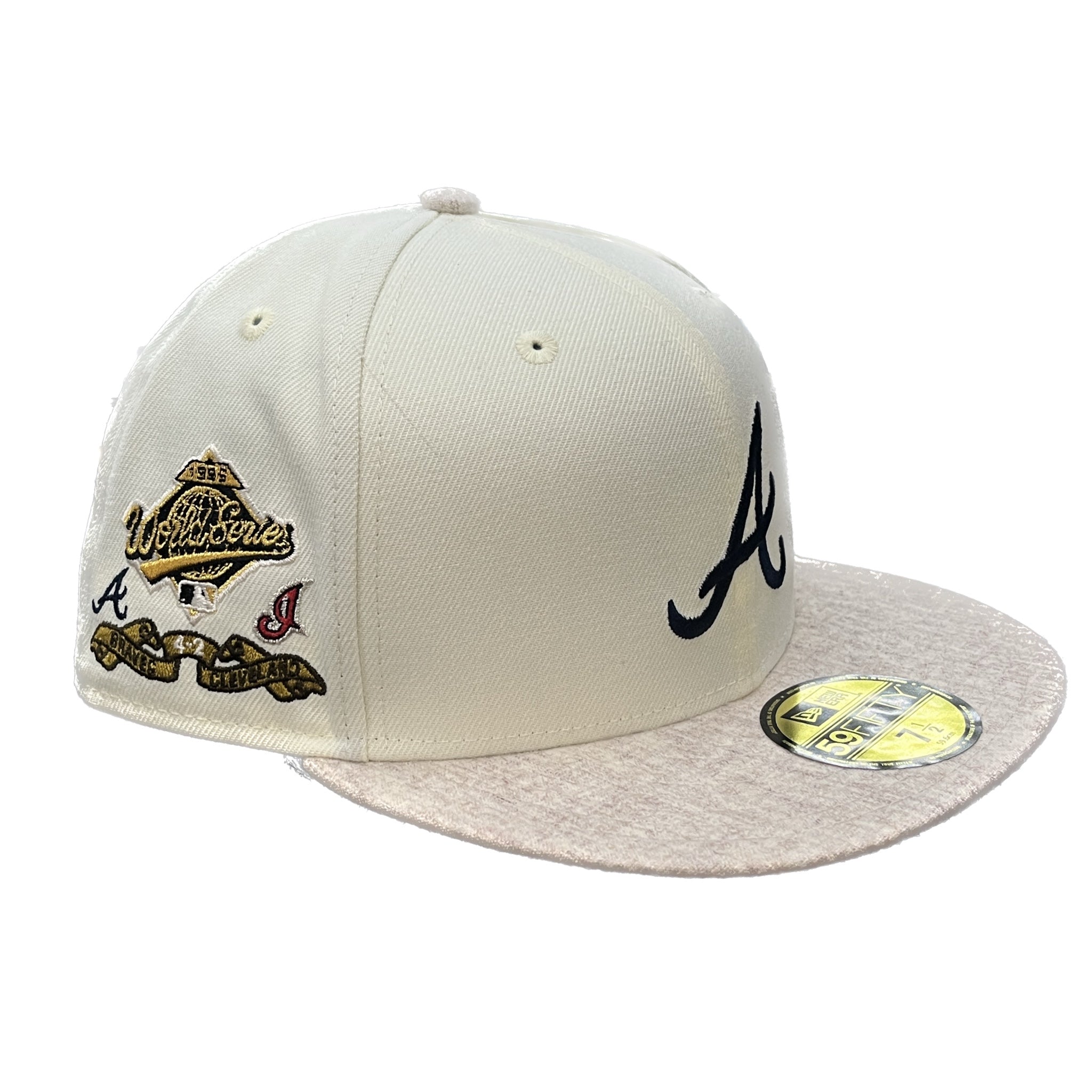 New Era 5950 MLB Baseball Cap - Atlanta Braves vs Cleveland Indians Chambray Navy Adjustable Snapback Hat for Men & Women | Perfect for Baseball Games, Sports Events & Casual Wear