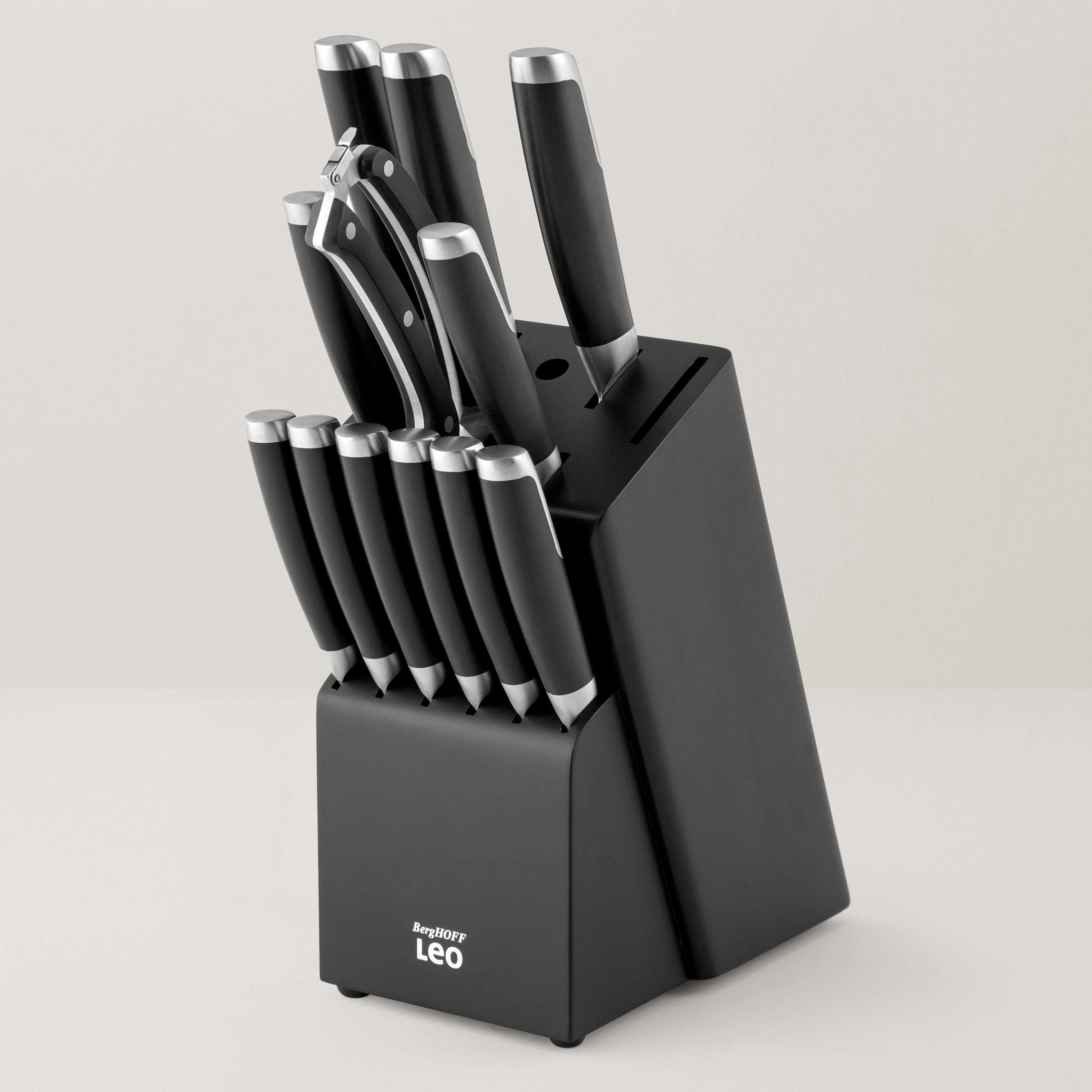 BergHOFF Leo Graphite 13-Piece Stainless Steel Knife Block Set - Premium Kitchen Cutlery for Professional Chefs & Home Cooking