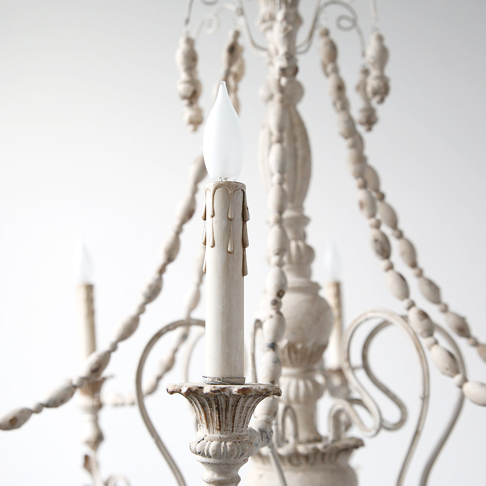Elegant White 8-Light Crystal Chandelier for Dining Room & Living Room - Modern Ceiling Lighting Fixture for Home Decor