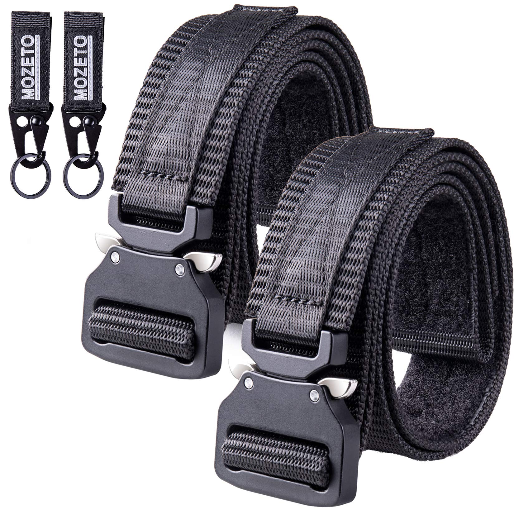 MOZETO Tactical Belt for Men - 2 Pack Quick Release EDC Gun Belt with Velcro & Concealed Carry - Durable Hunting Waist Belt for Outdoor, Tactical, and Everyday Use