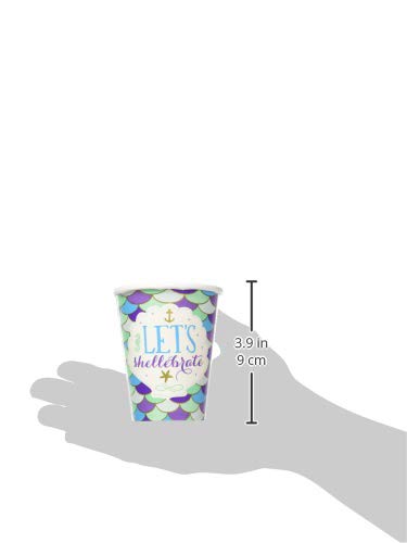 Amscan 581975 Mermaid Wishes Collection 9 oz Plastic Cups (8-Pack) - Perfect for Birthday Parties, Baby Showers & Themed Events