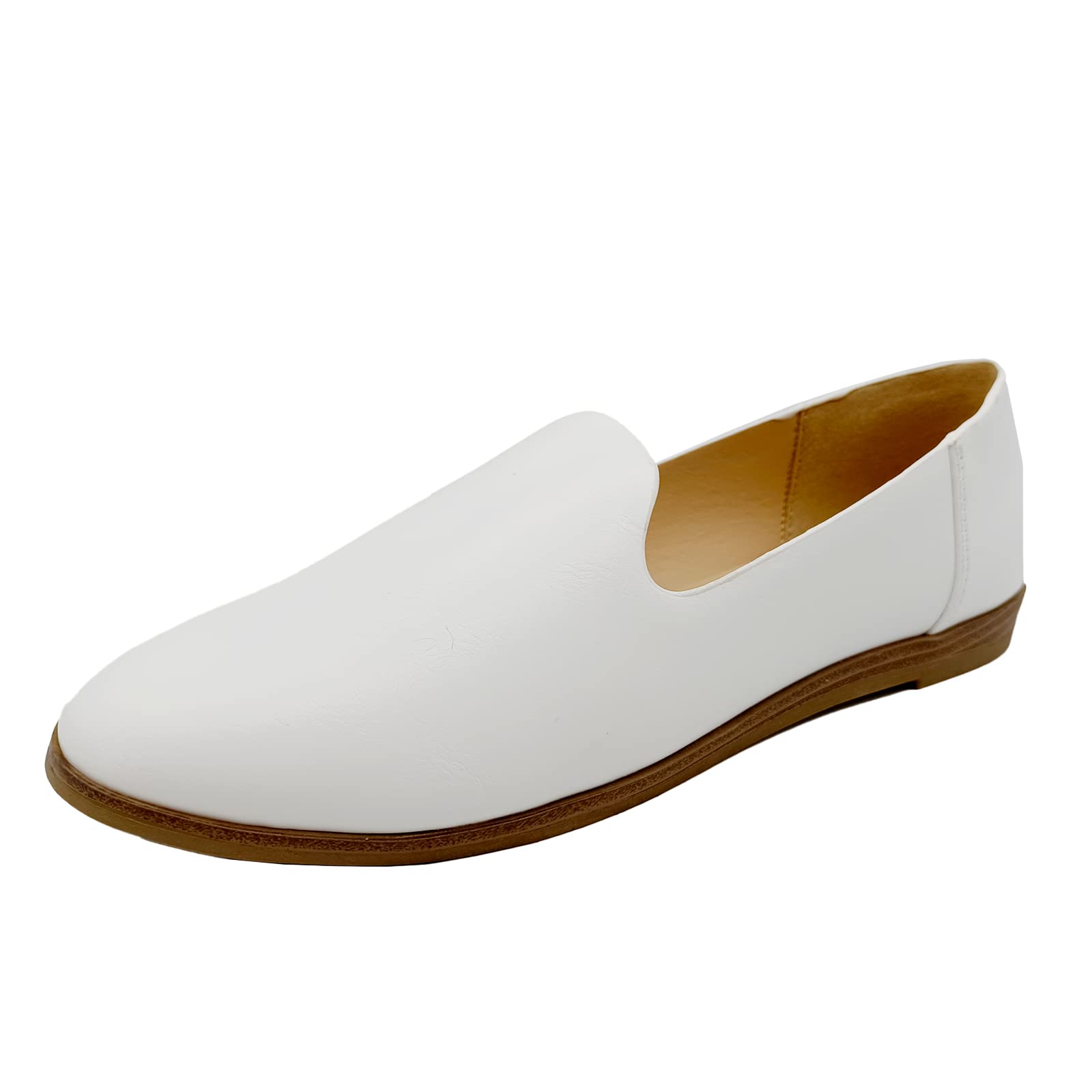 CasfelRen Women's Classic Ballet Flats - Comfortable PU Leather Slip-On Round Toe Dress Shoes for Work, Office & Casual Wear