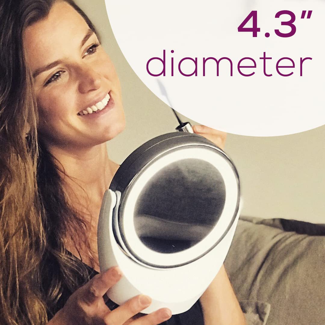 Beurer 5x Magnifying Double-Sided Cosmetic Vanity Makeup Mirror with LED Lights - 360° Swivel Rotation, Cordless (Model BS49) | Perfect for Makeup Application, Skincare Routine & Eyebrow Grooming