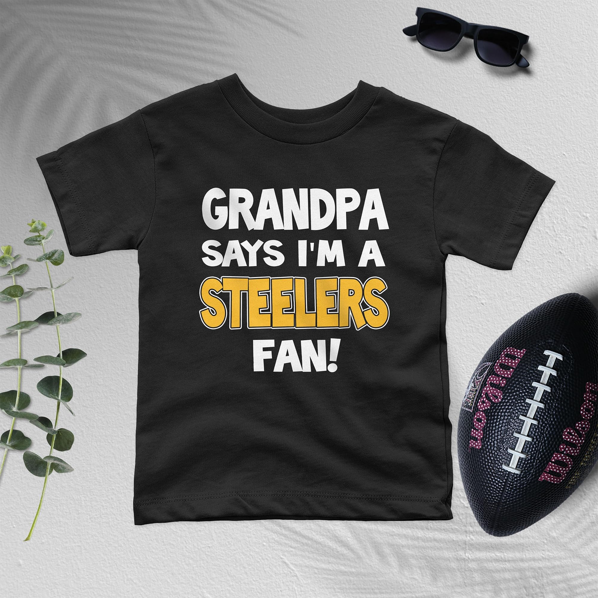 Kids Pittsburgh Steelers Fan T-Shirt - Grandpa Says I'm a Steelers Fan - Soft Cotton NFL Football Team Apparel for Boys & Girls - Perfect for Game Day, Family Events & Football Season