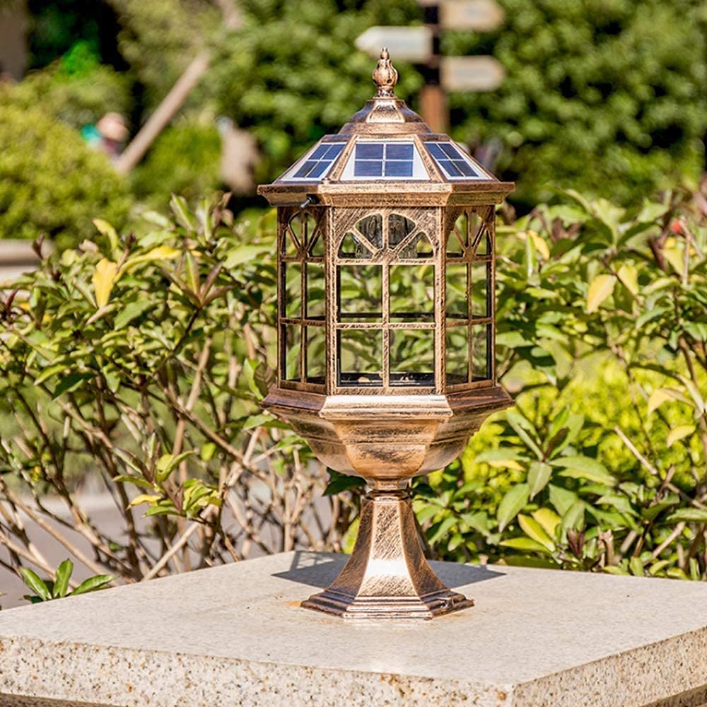 Solar Powered Outdoor Waterproof Pillar Lights - European Style Garden & Courtyard Lanterns for Villa Fence, Lawn Gate & Landscape Lighting | Weatherproof Post Lamps for Pathways, Driveways & Outdoor Decor