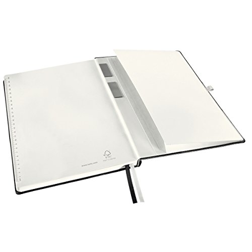 Leitz A4 Hard Cover Notebook - Ruled Lined Journal with 2 Fabric Page Markers, 100gsm Ivory Paper, 80 Sheets, Satin Black | Perfect for Office, School & Creative Writing, Note Taking, Business Meetings & Gift Giving