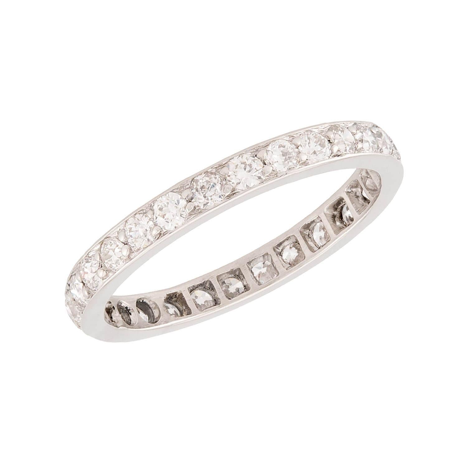 Edwardian Platinum Diamond Eternity Band - Vintage Wedding Ring for Women, Antique Engagement Ring, Anniversary Gift - Perfect for Bridal Jewelry & Special Occasions