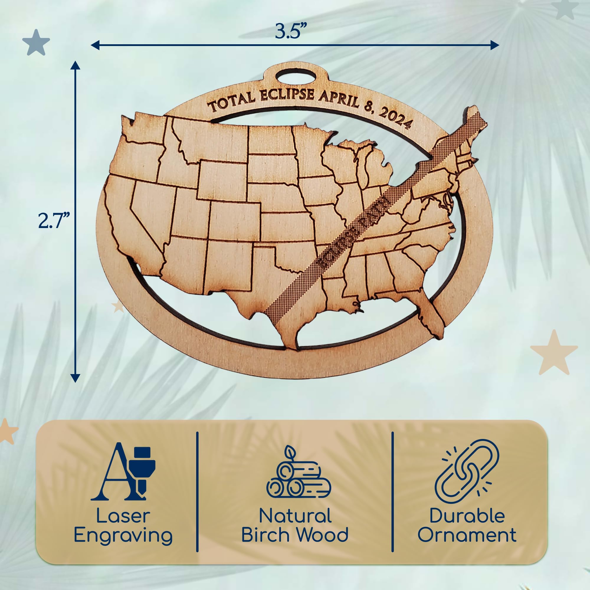2024 Solar Eclipse Personalized Ornament - April 8 Total Eclipse Commemorative Keepsake - Unique Astronomy Gift for Collectors & Enthusiasts - Perfect for Home Decor, Office Display & Eclipse Viewing Parties