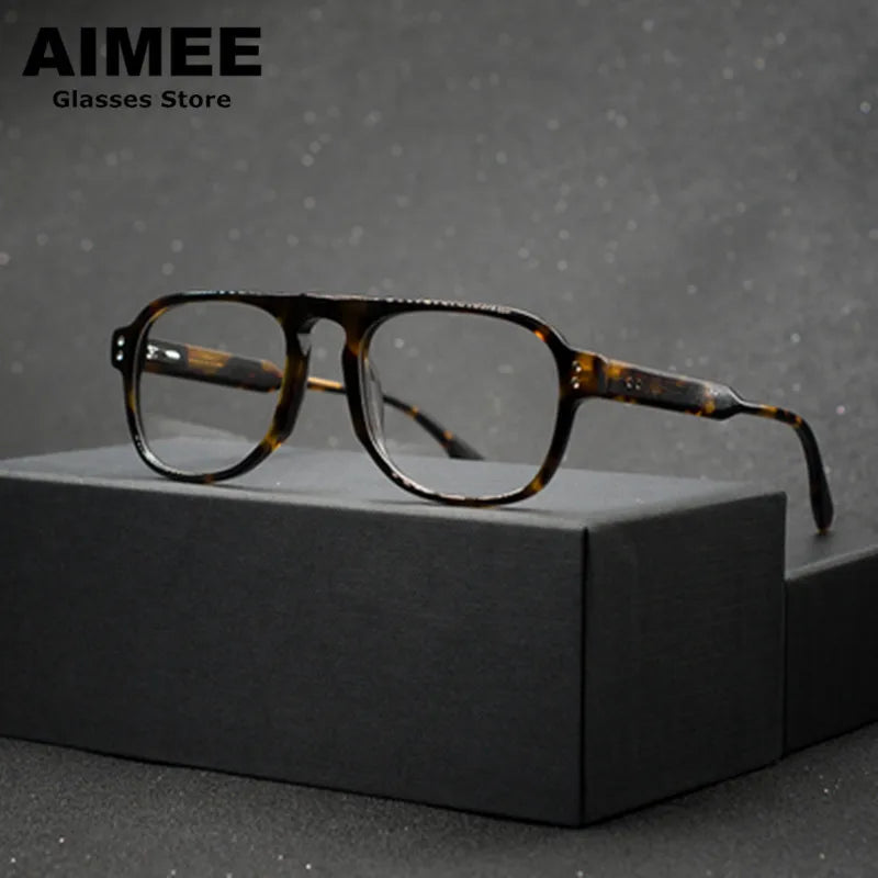 Aimee Unisex Full Rim Square Acetate Eyeglasses 14245 - Stylish & Durable Eyewear for Men & Women - Perfect for Work, Reading & Fashion Accessories