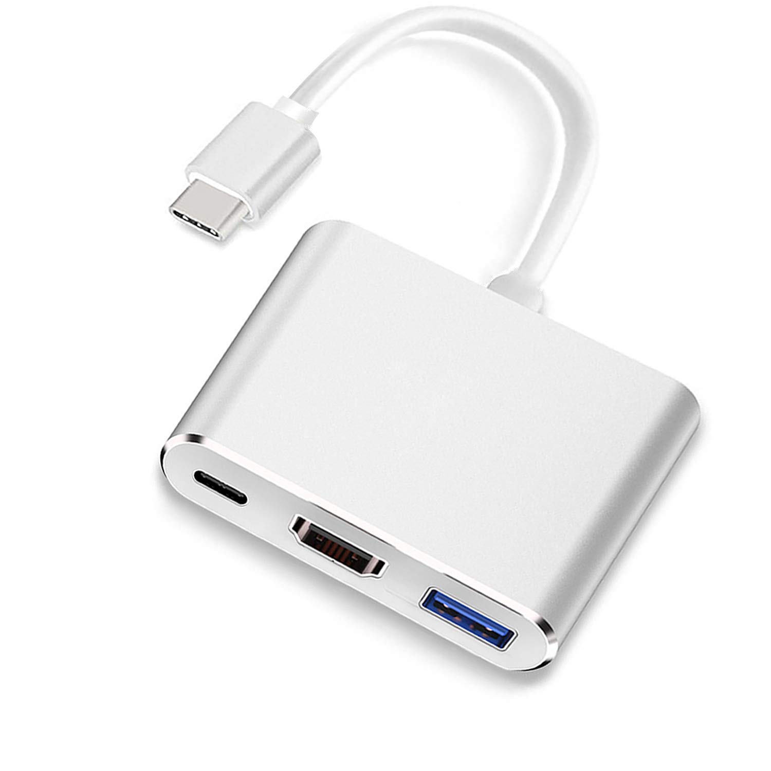 3-in-1 USB C Hub with HDMI 4K, USB 3.0 & PD Charging - for MacBook, iMac, Chromebook - Home & Office Use