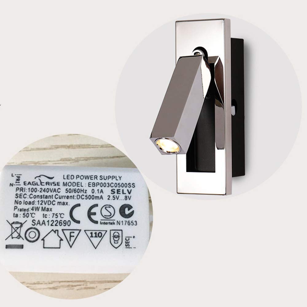 Nordic Minimalist LED Wall Reading Light - 3W Rectangular Wall Mounted Lamp with Switch, Neutral White Light for Bedroom, Hotel & Living Room - Perfect for Night Reading and Ambient Lighting